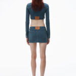 cropped jacket in denim trompe-l'oeil