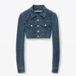 cropped jacket in denim trompe-l'oeil