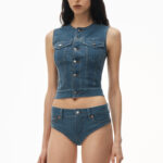 vest in denim trompe-l'oeil