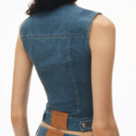 vest in denim trompe-l'oeil