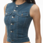 vest in denim trompe-l'oeil
