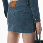 mini skirt in denim trompe-l'oeil