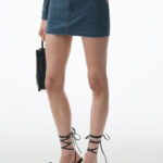 mini skirt in denim trompe-l'oeil