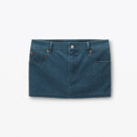 mini skirt in denim trompe-l'oeil
