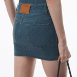 bodycon minidress in denim trompe-l'oeil