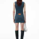 bodycon minidress in denim trompe-l'oeil