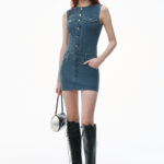bodycon minidress in denim trompe-l'oeil