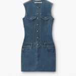 bodycon minidress in denim trompe-l'oeil