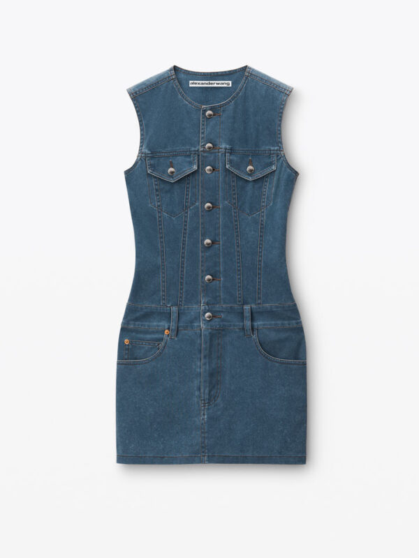 bodycon minidress in denim trompe-l'oeil