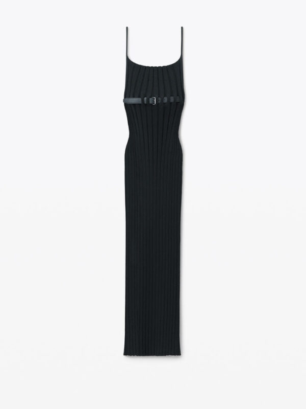 ribbed tank dress with leather belt