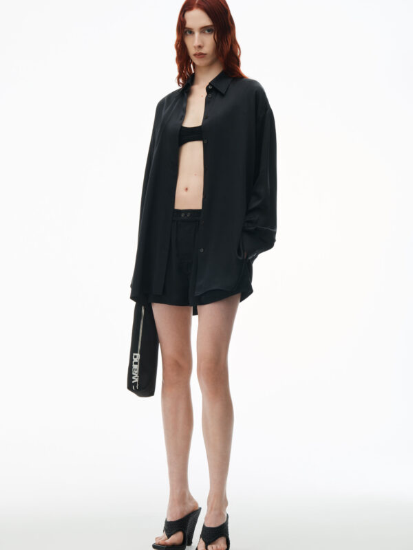 logo cutout shirt in silk charmeuse