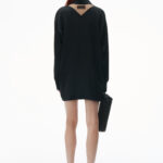 logo cutout shirt in silk charmeuse