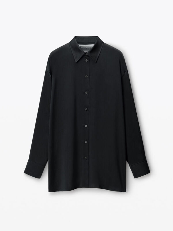 logo cutout shirt in silk charmeuse