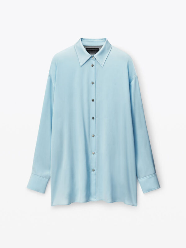 logo cutout shirt in silk charmeuse