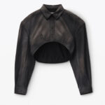 curved cropped shirt in cotton twill
