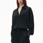 cutout logo boxer-style short in silk