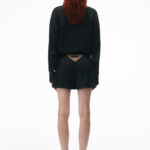 cutout logo boxer-style short in silk