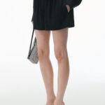 cutout logo boxer-style short in silk