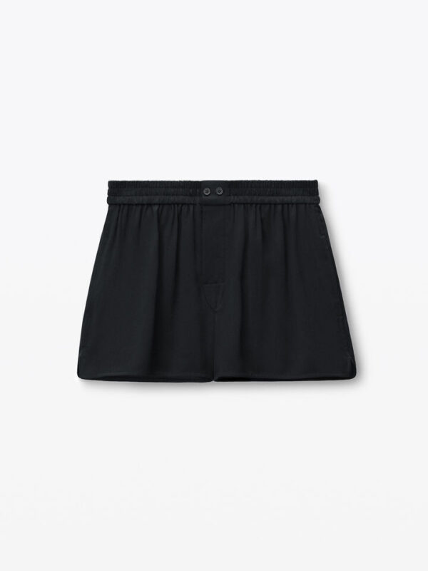 cutout logo boxer-style short in silk