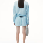 cutout logo boxer-style short in silk