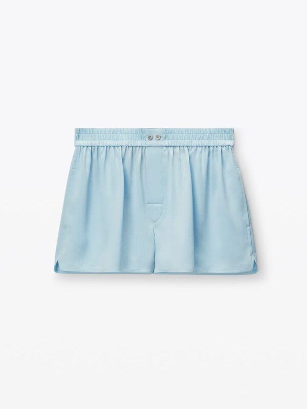 cutout logo boxer-style short in silk