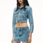 denim mini skirt in clear hotfix