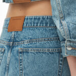 denim mini skirt in clear hotfix