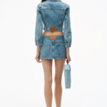 denim mini skirt in clear hotfix
