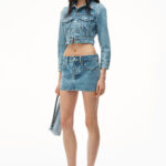 denim mini skirt in clear hotfix