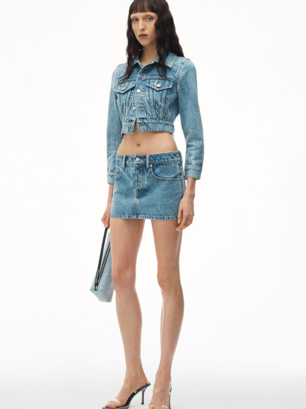 denim mini skirt in clear hotfix