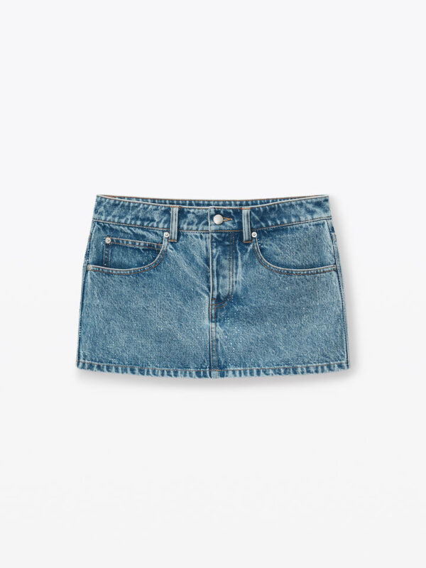 denim mini skirt in clear hotfix