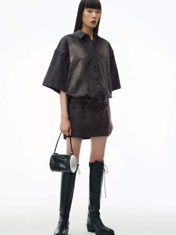 pre-styled short sleeve minidress in cotton