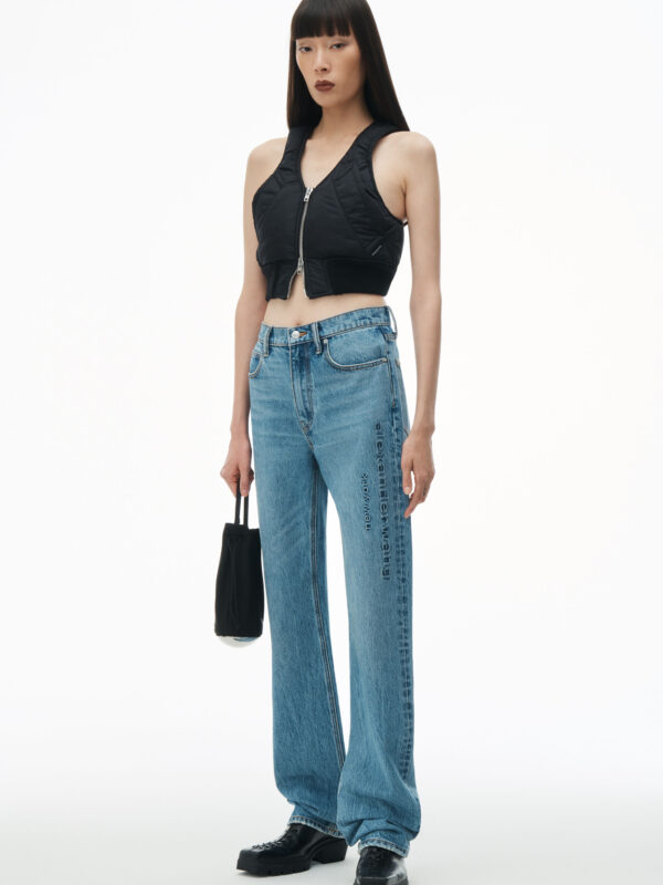 ez mid rise jean with embossed logo