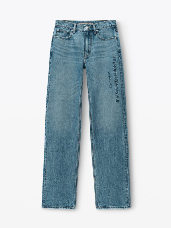 ez mid rise jean with embossed logo