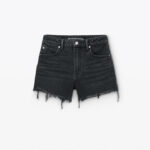 bite high rise denim short with logo pocket