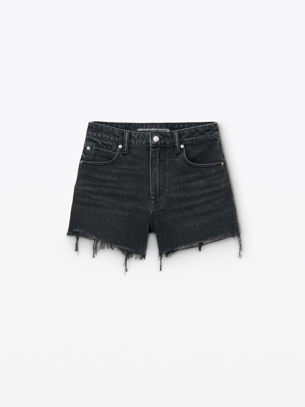 bite high rise denim short with logo pocket