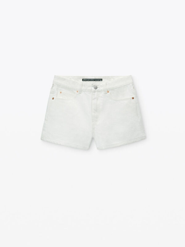 crochet cut out high rise denim shorty