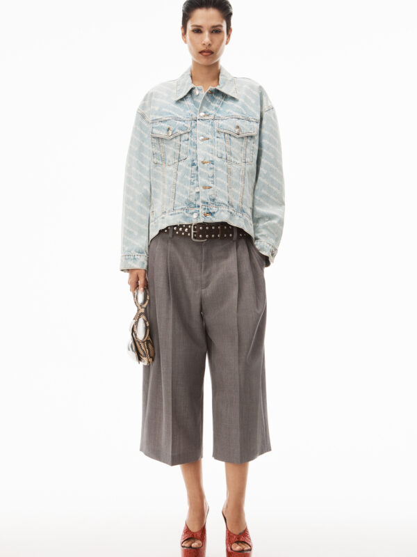 LOGO BLEACHED DENIM JACKET