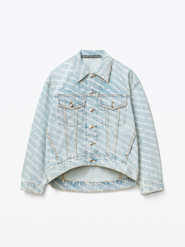 LOGO BLEACHED DENIM JACKET