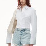 LOGO BLEACHED DENIM SHORTS