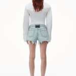 LOGO BLEACHED DENIM SHORTS