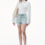 LOGO BLEACHED DENIM SHORTS