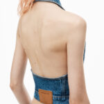 HALTER TOP IN STRETCH DENIM