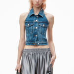 HALTER TOP IN STRETCH DENIM