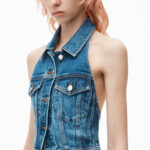 HALTER TOP IN STRETCH DENIM