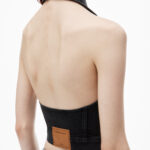 HALTER TOP IN STRETCH DENIM
