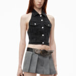 HALTER TOP IN STRETCH DENIM