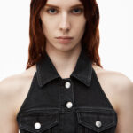 HALTER TOP IN STRETCH DENIM