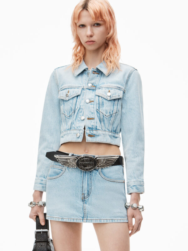 MID RISE DENIM SKORT