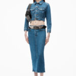 MIDI STRETCH DENIM SKIRT